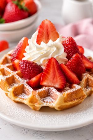 Erdbeeren und Waffel
